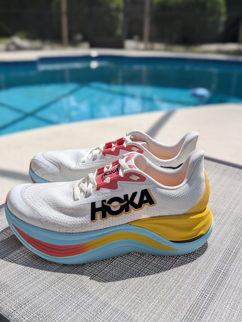 HOKA Skyward X Women's Size 8.5 B Blanc Swim Day Running Shoes 1147912 BSW